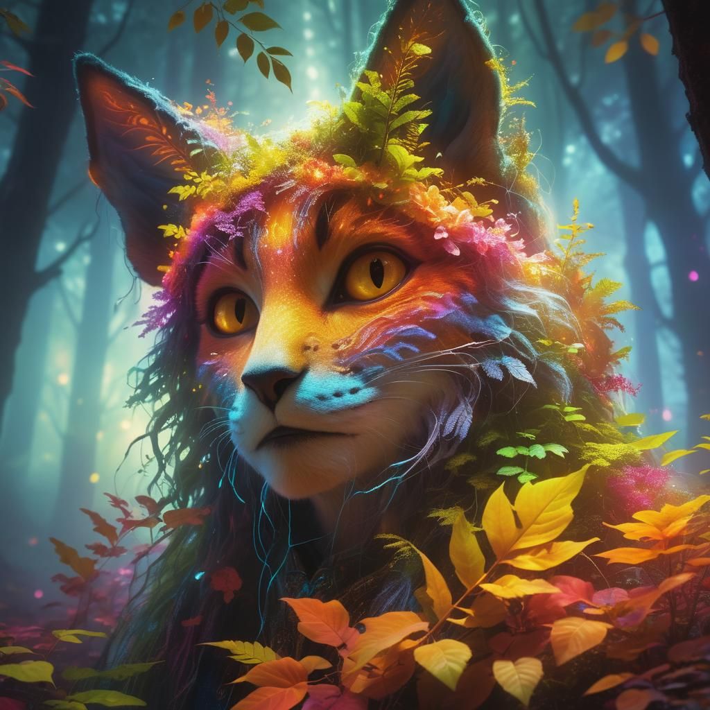 Ethereal Figure in Mystical Glowing Forest