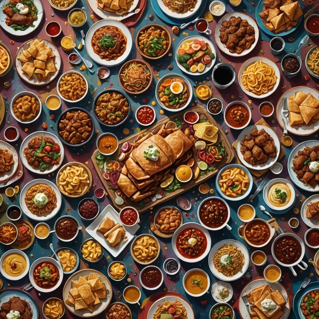 Hyperrealistic Soul Food Feast: A Colorful Concept Art
