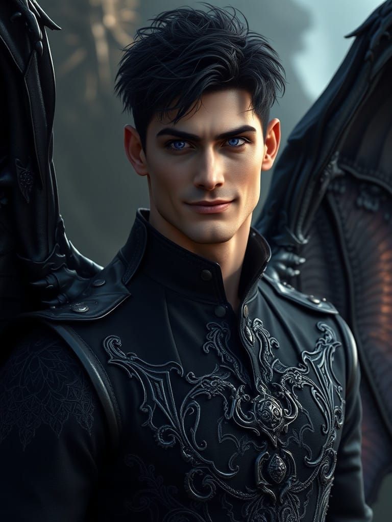 Mysterious High-Fantasy Lord with Majestic Wings