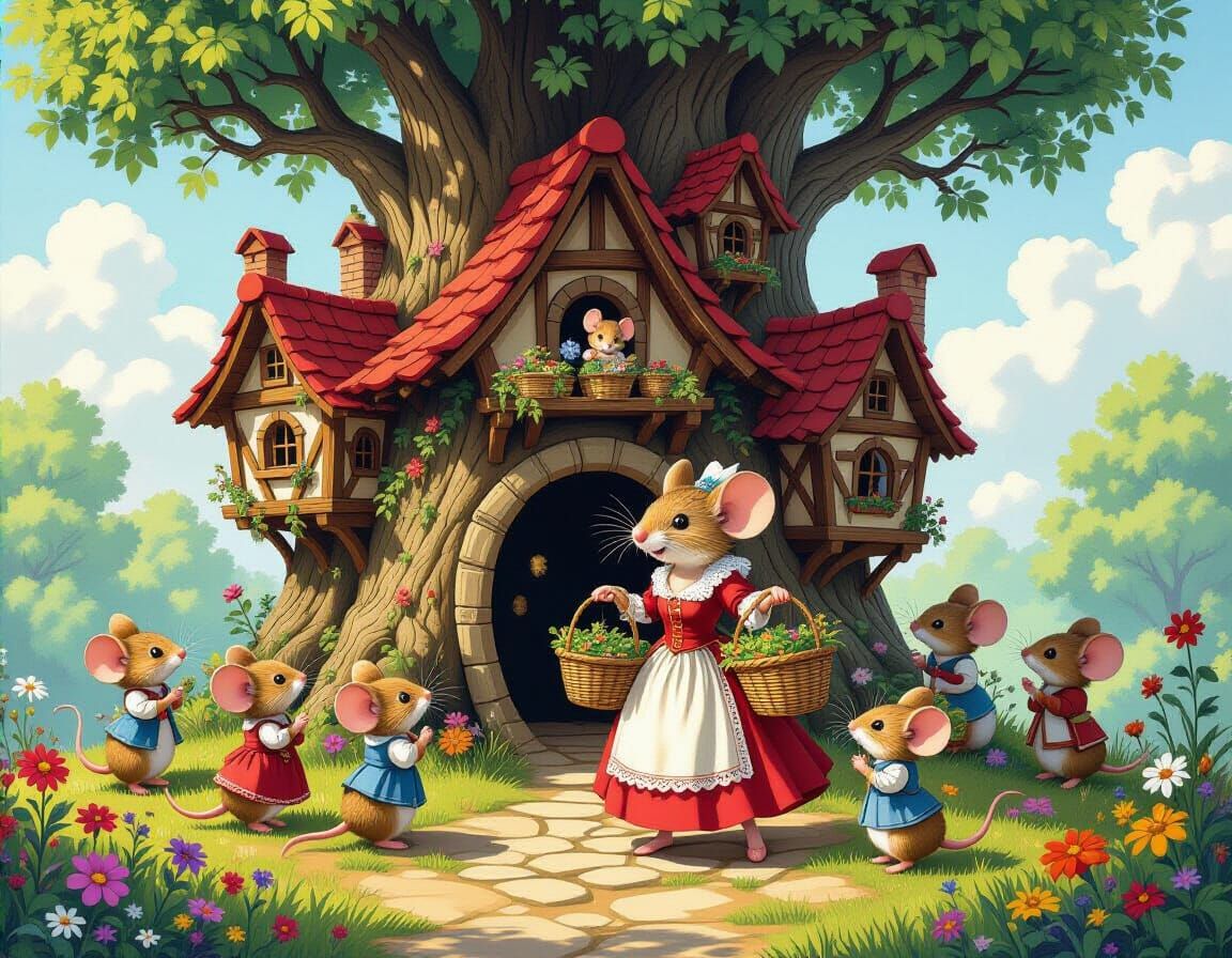 Medieval Mouse Village: A Fantastical Scene