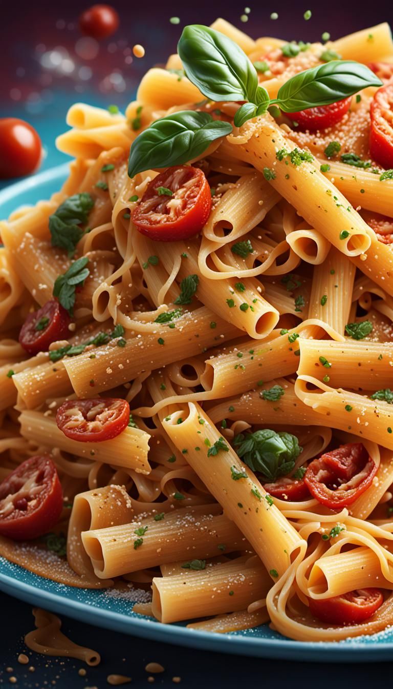 Delicious Pasta Dishes in Splash Art Style