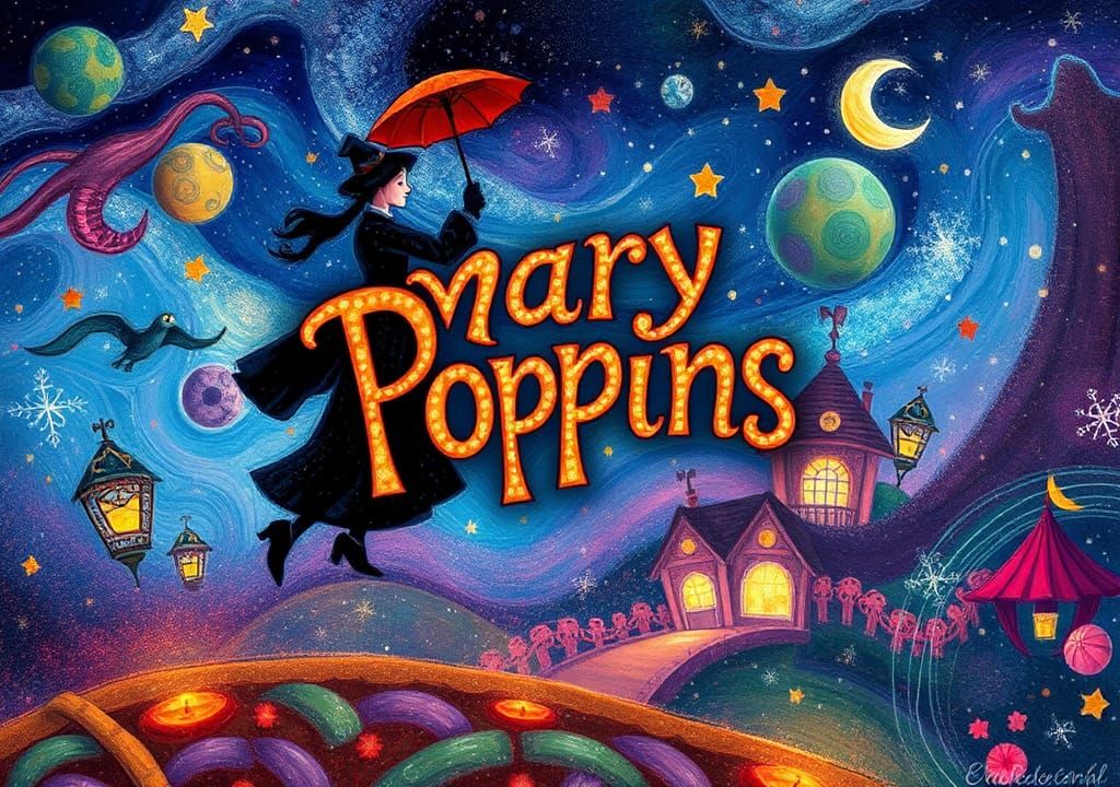 Whimsical Word Art in Dreamlike Setting