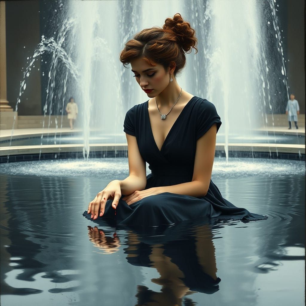 Elegant Woman Contemplates Haunting Serenity