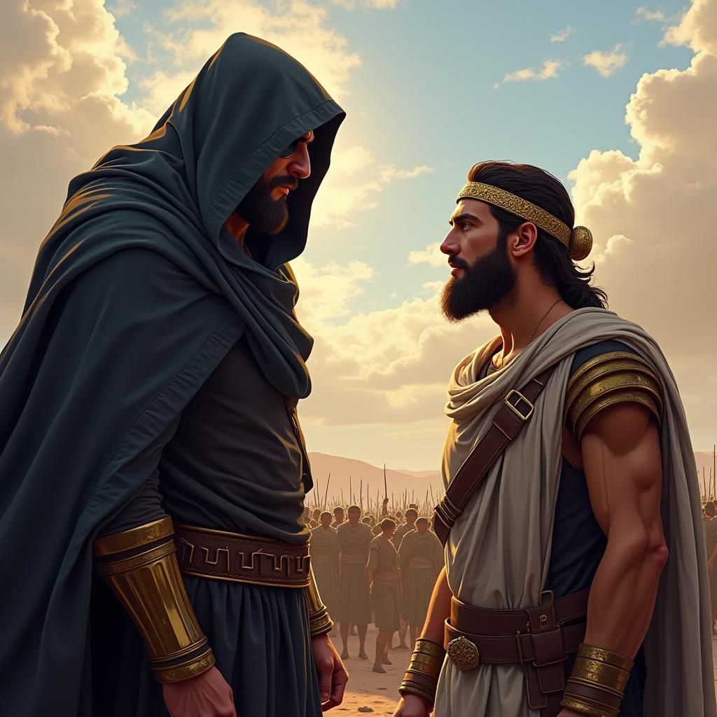 Balaam and Pinchas: Battlefield Confrontation in Matte Paint...