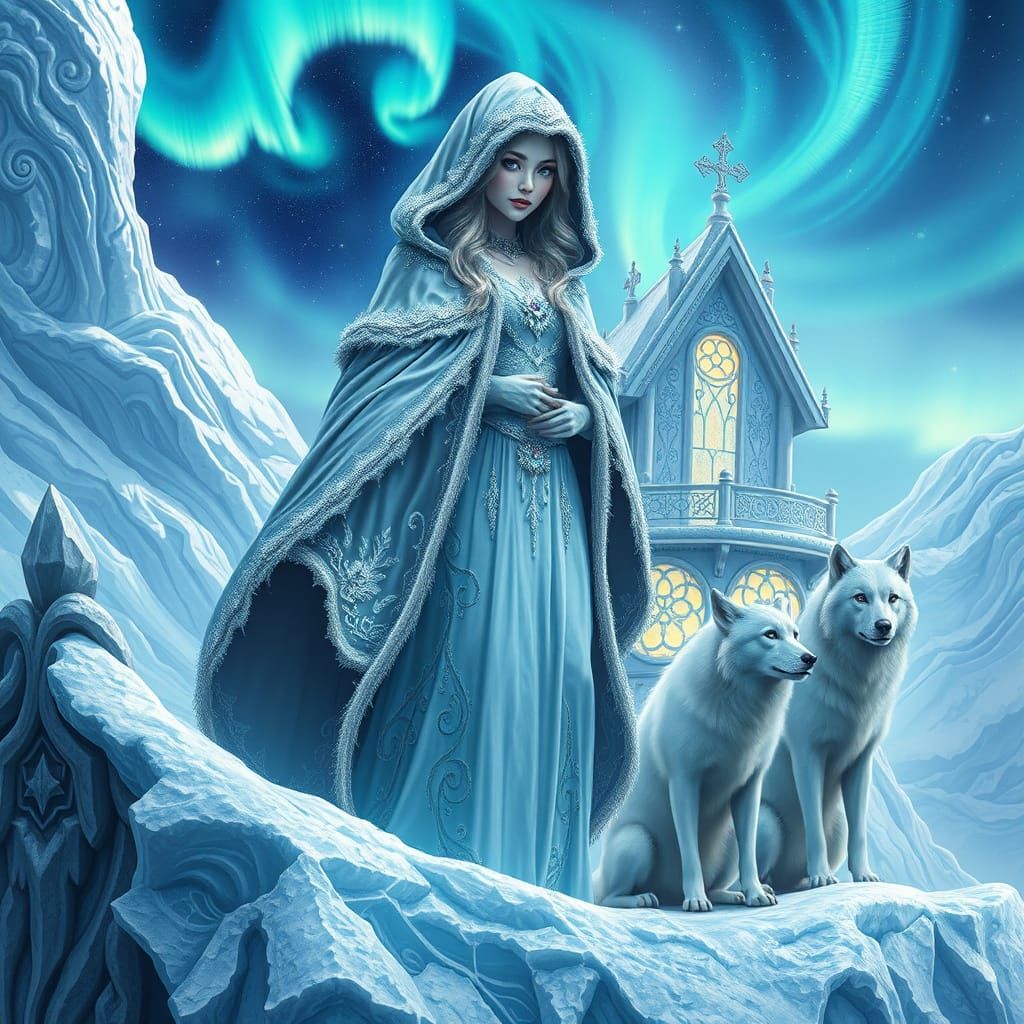 Ethereal Ice Sorceress Reigns over Glacial Kingdom