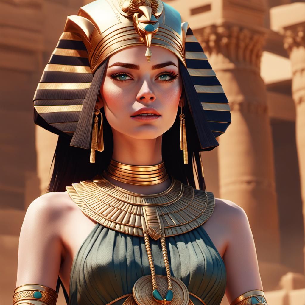 Emma Stone as a Hot Egyptian Goddess in 3D Anime Art