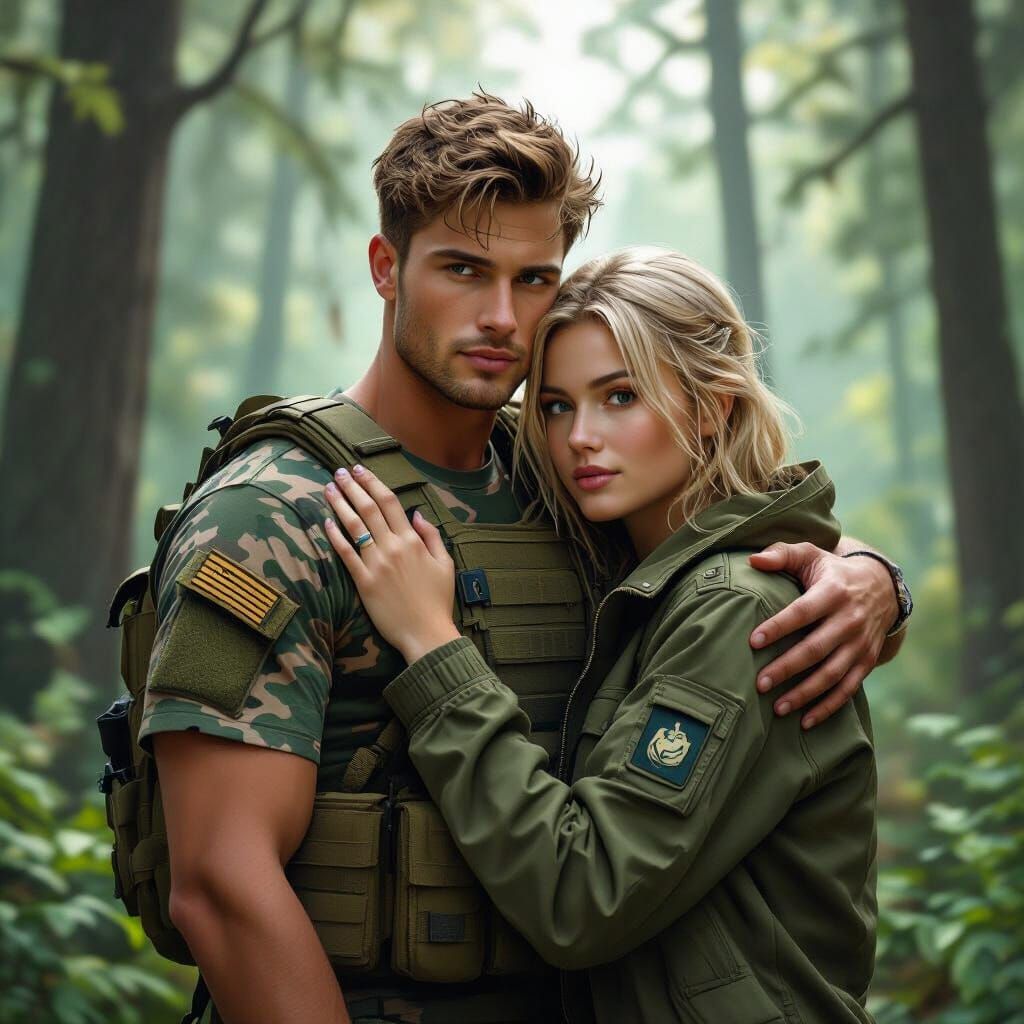 Soldier's Embrace in Detailed Matte Painting