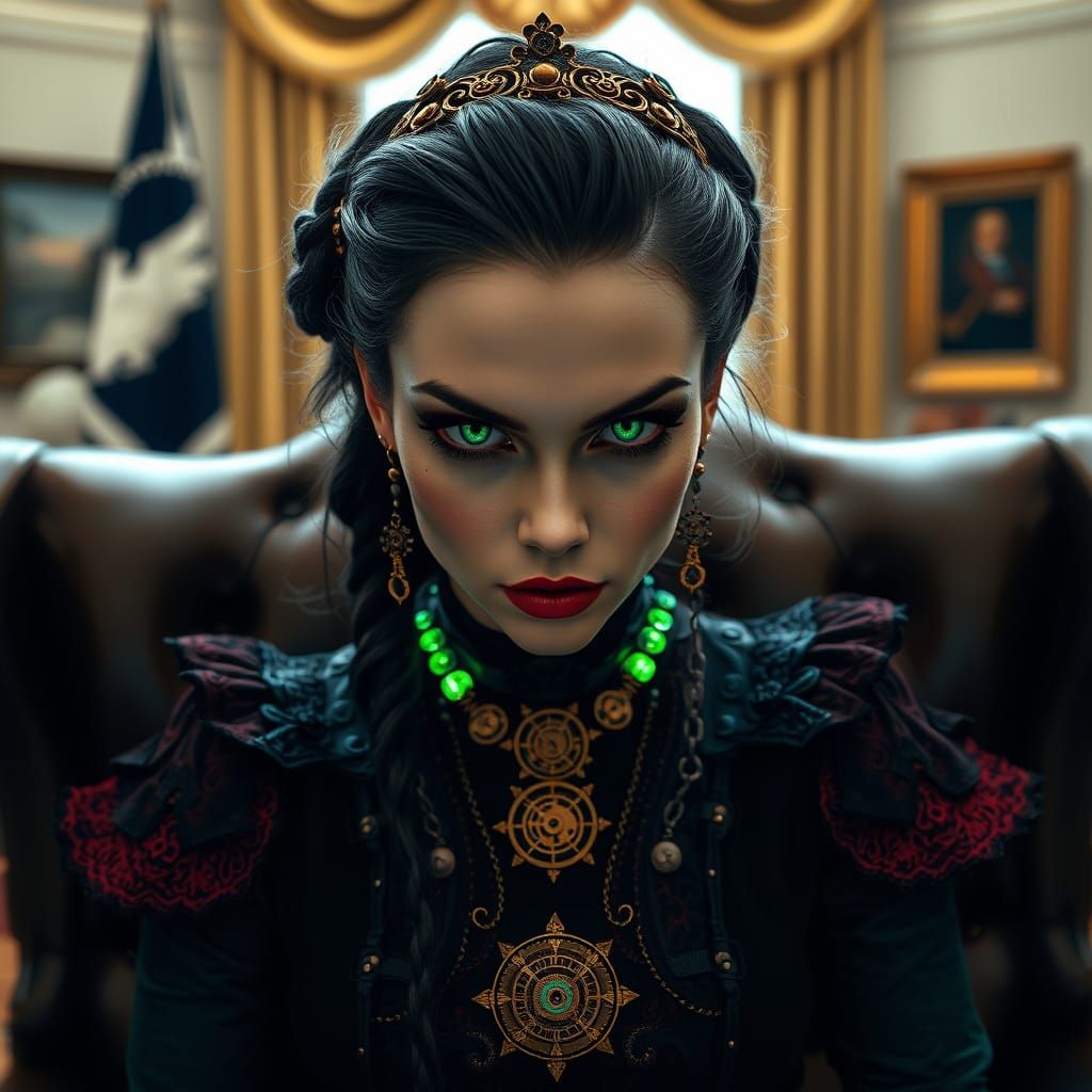 Steampunk Queen Ruling Over a Kingdom of Intricate Clockwork