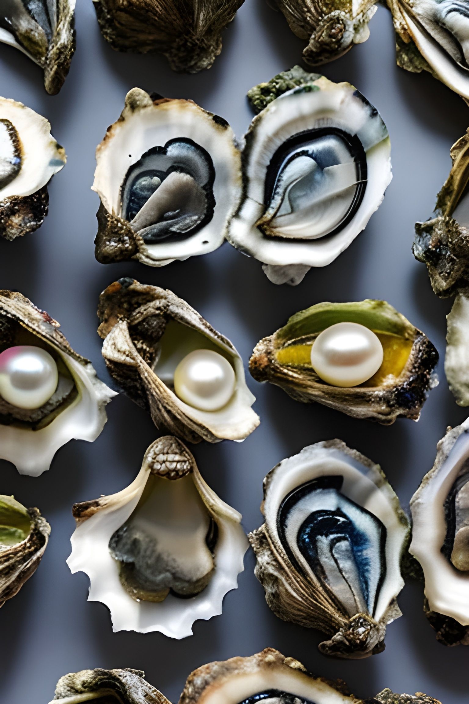Oysters and Pearls with Pastel Seaweed