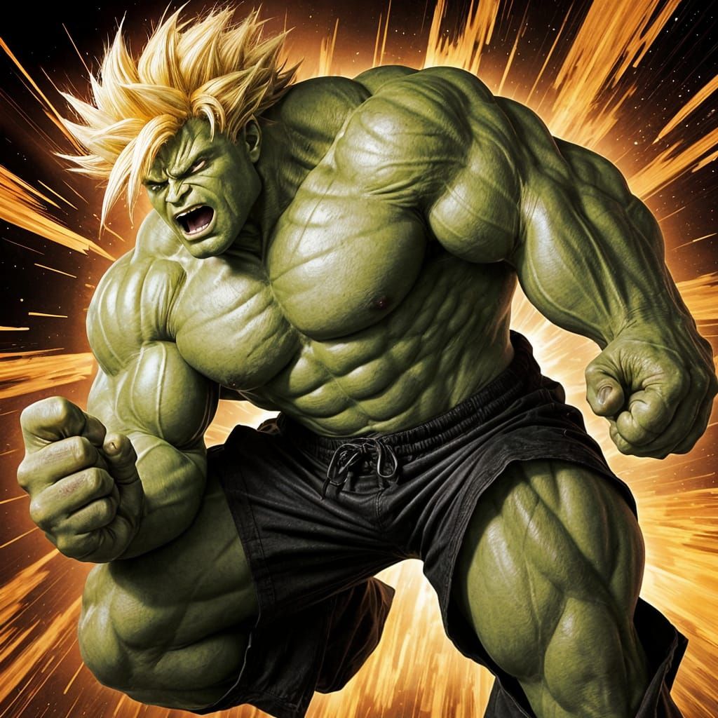 Hulk Transformed into Super Sayian Form