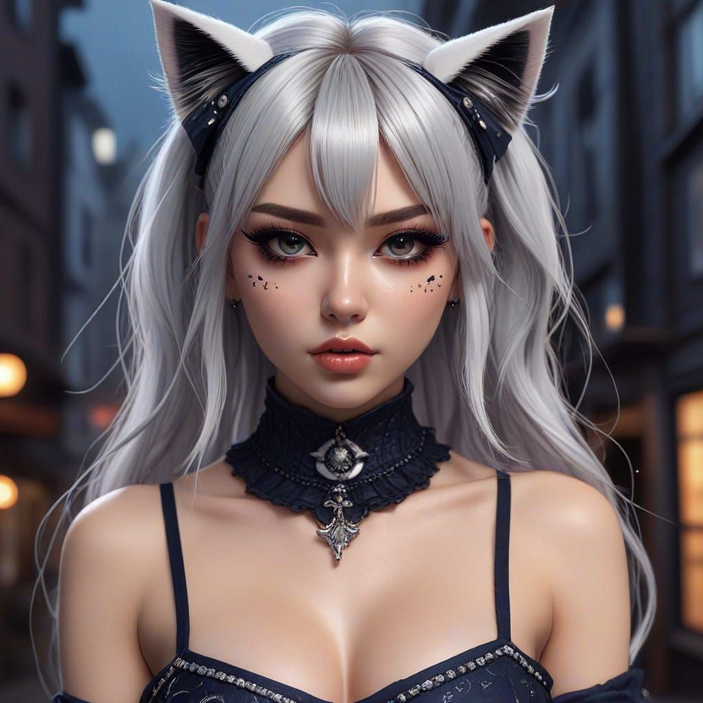 Ethereal Cyberpunk Girl in Synthwave Mesh