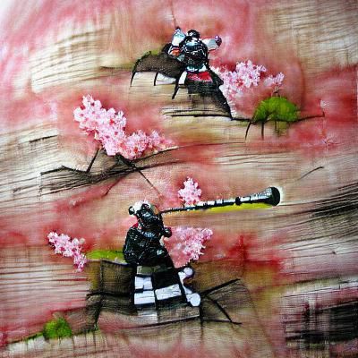 Samurai Under Cherry Blossoms: Traditional Japanese Style