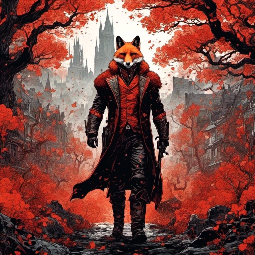 Fox Superhero in Dark Fantasy Concept Art Style