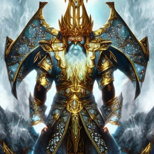 Dwarven King's Starlit Reflection: Mythical Digital Art