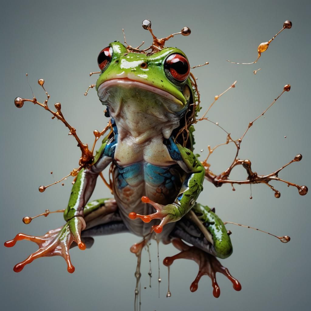 Futuristic Frog Captures Fly: Hyperrealistic Photography