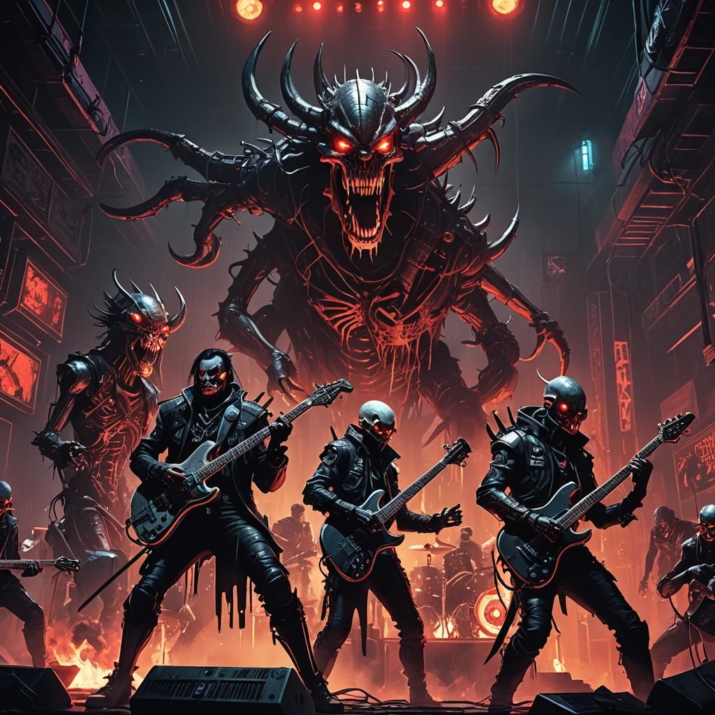 Cyberpunk Monsters Punk Band Concept Art