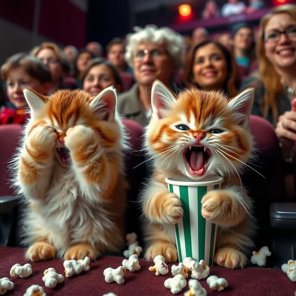 Scared Kittens Watching a Horror Movie