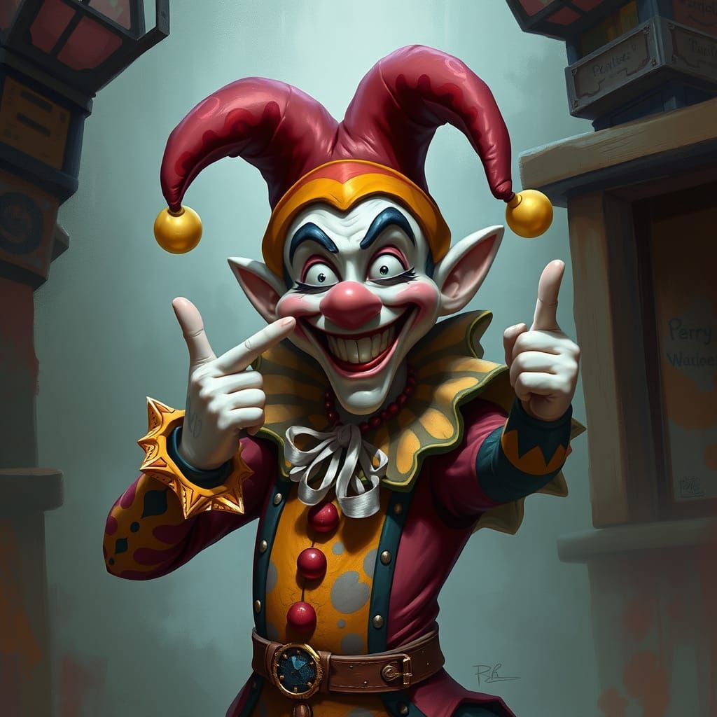 Playful Jester's Whimsical Digital Portrait