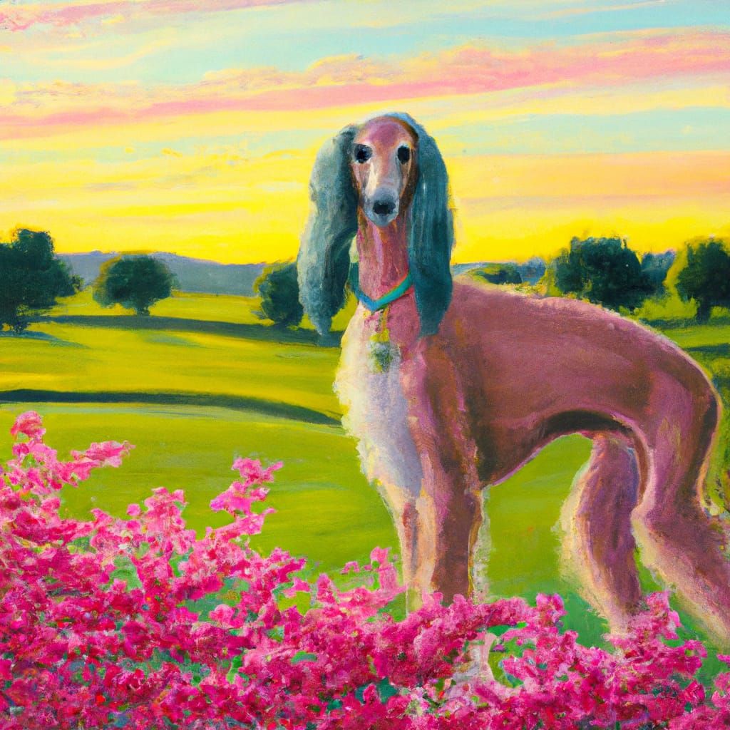 Afghan Hound in Sunlit Meadow Oil Painting
