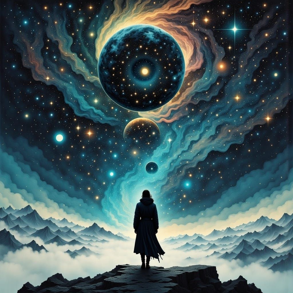 Cosmic Silhouette: A Surreal Planetary Dreamscape
