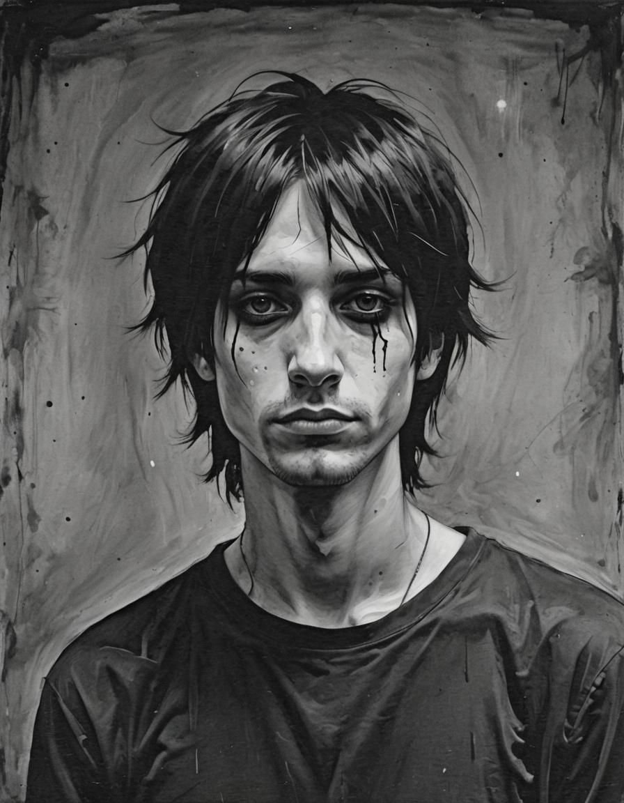 Portrait of an Emo Man Overcome by Despair