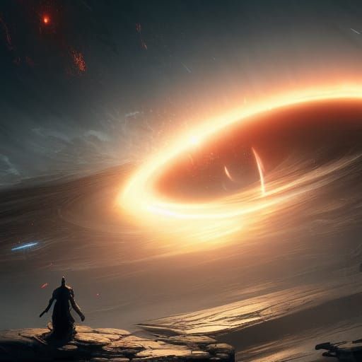 Black Hole Devouring Star: Dark Fantasy Concept Art