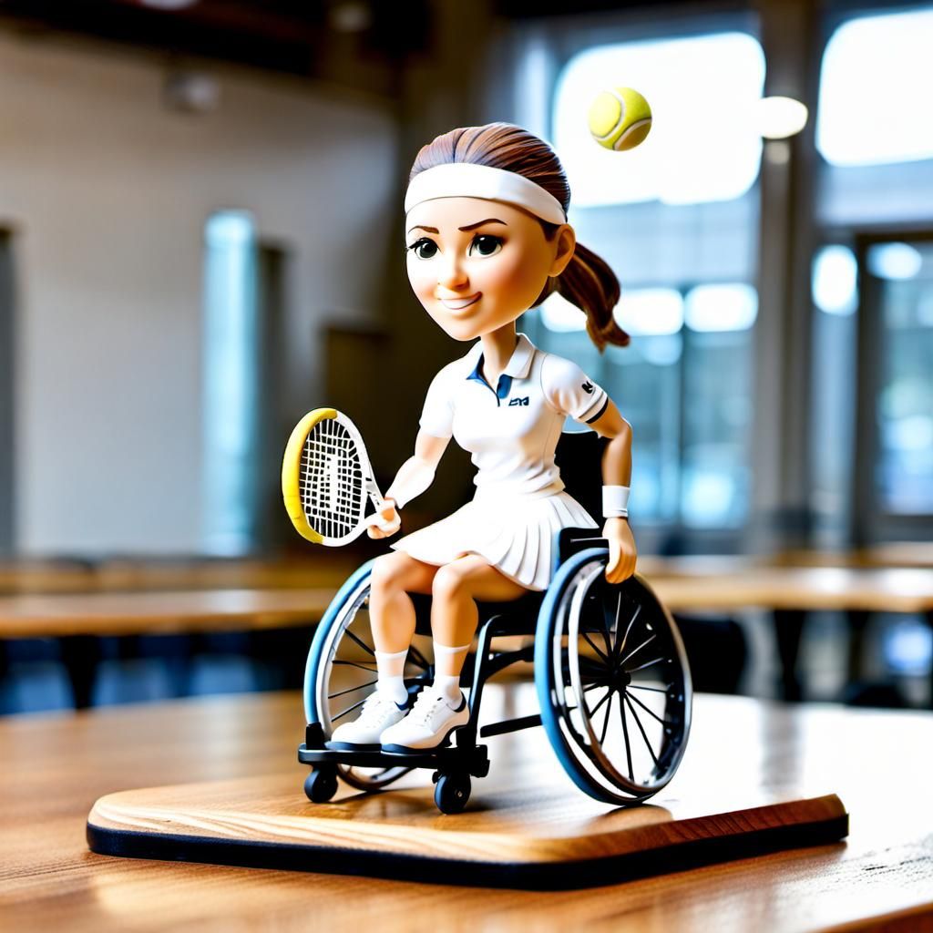 Bobblehead Figure of Girl Playing Wheelchair Tennis