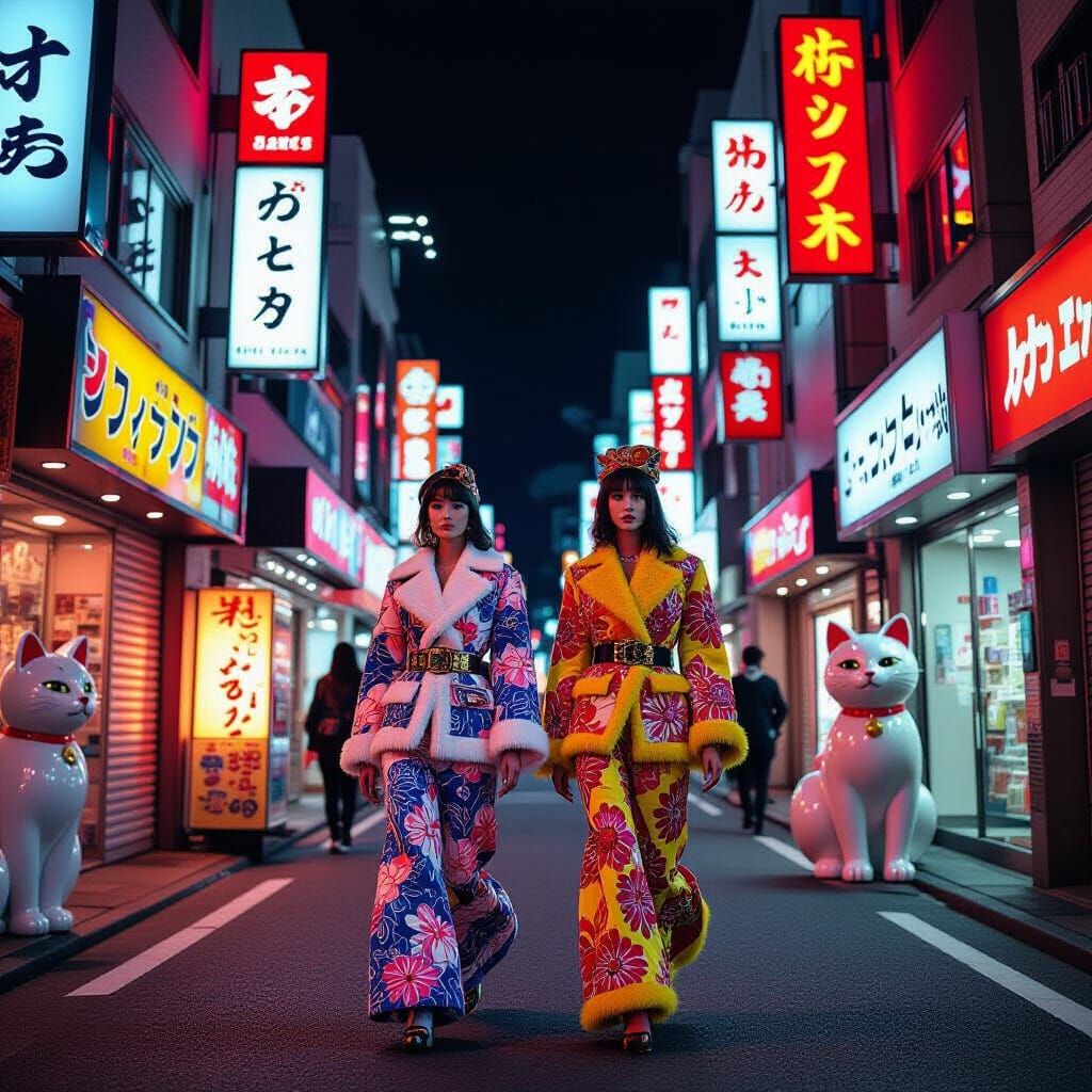 Models in Jean Paul Gaultier Walk Tokyo Streets