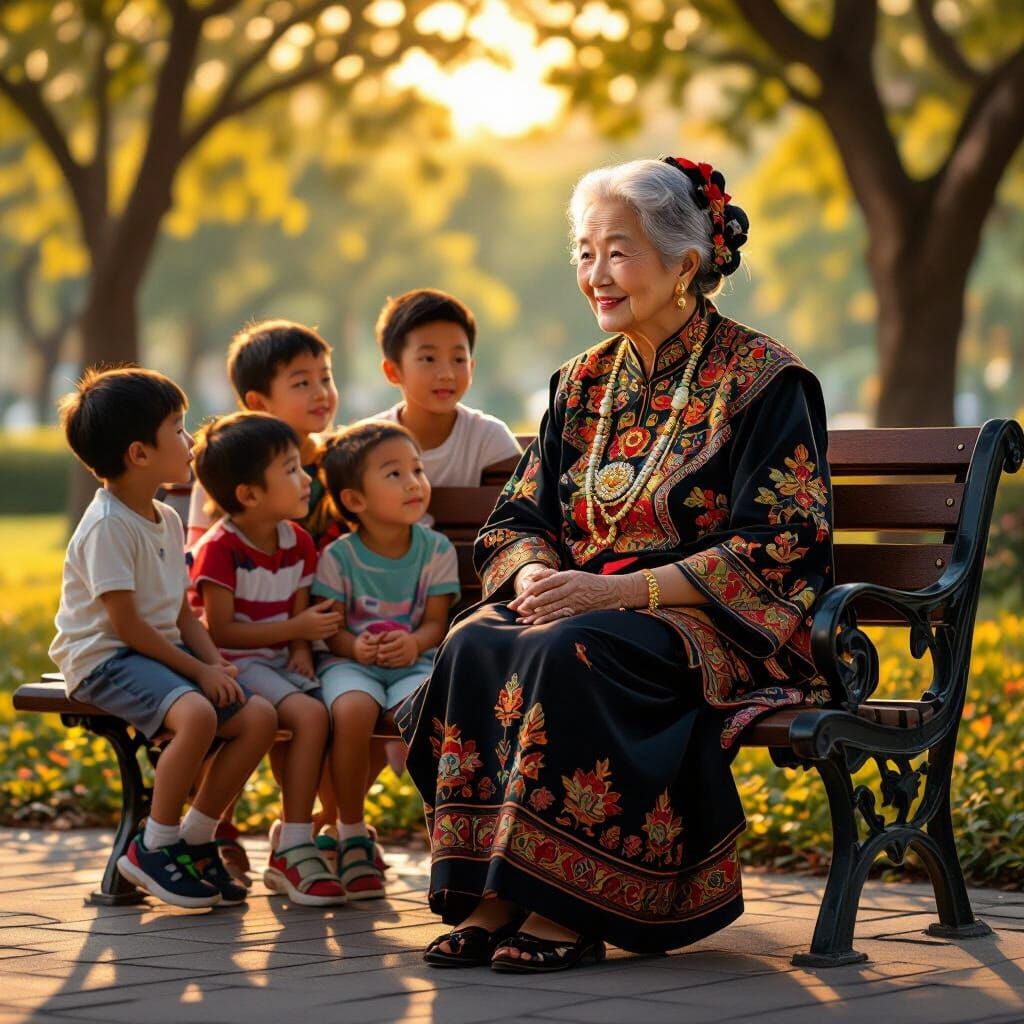Singaporean Grandmother Shares Stories in Golden Light