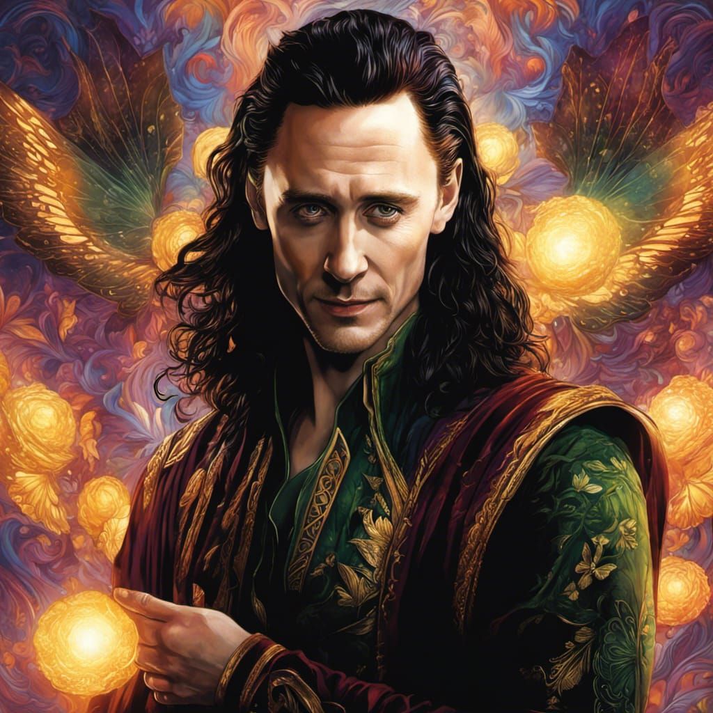 Loki Conjuring Magical Butterflies in Comic Book Art
