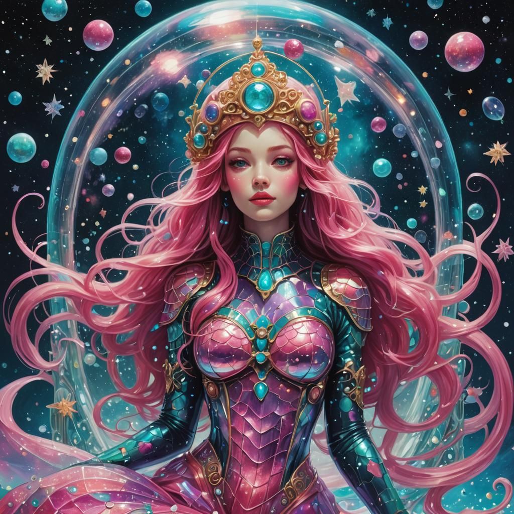 Space Mermaid Snow White in Pop Art Style