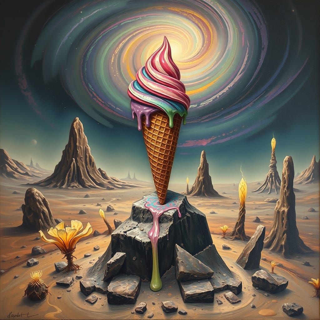 Surreal Ice Cream Cone on Alien Planet