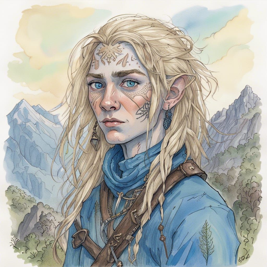 Non-Binary Ranger Portrait in Quentin Blake Style