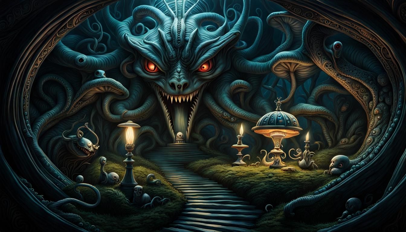 Macabre Alice in Wonderland Horror Depiction
