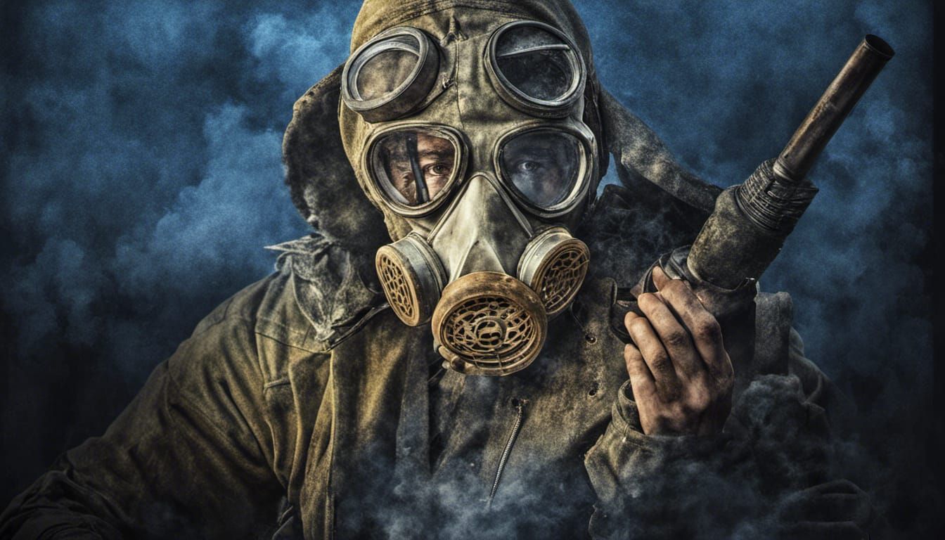 Post-Apocalyptic Survivor with Gas Mask