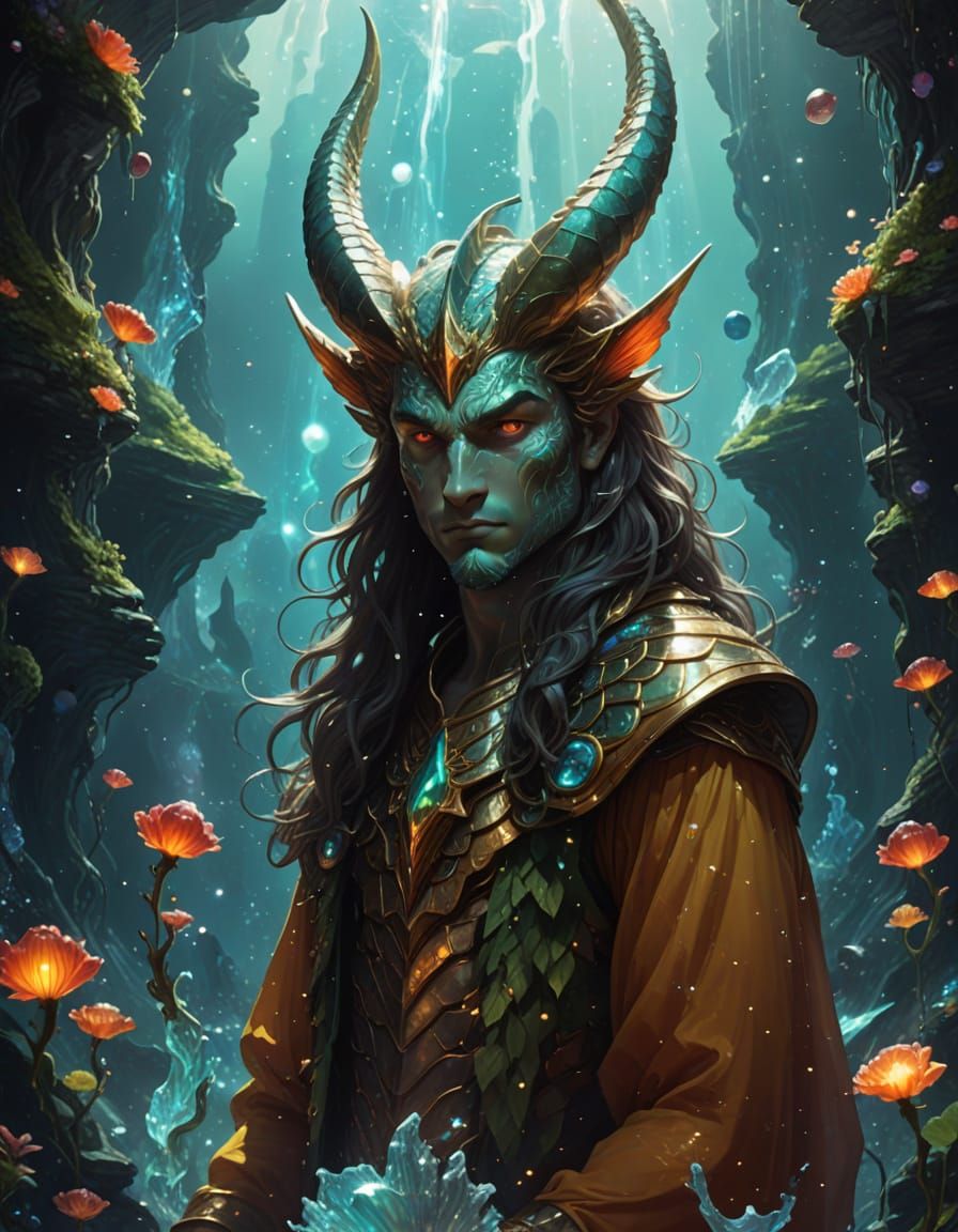 Manga Merman Floats Through Astral Fairy Garden