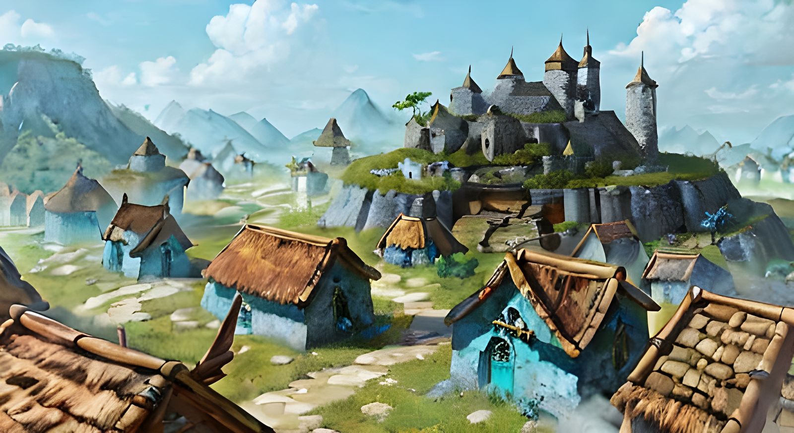 Turquoise Roof Village near Ancient Mound