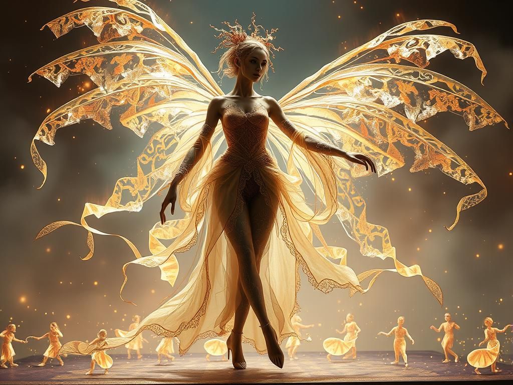 Holographic Ribbon Dancer Automaton in Holopunk Style