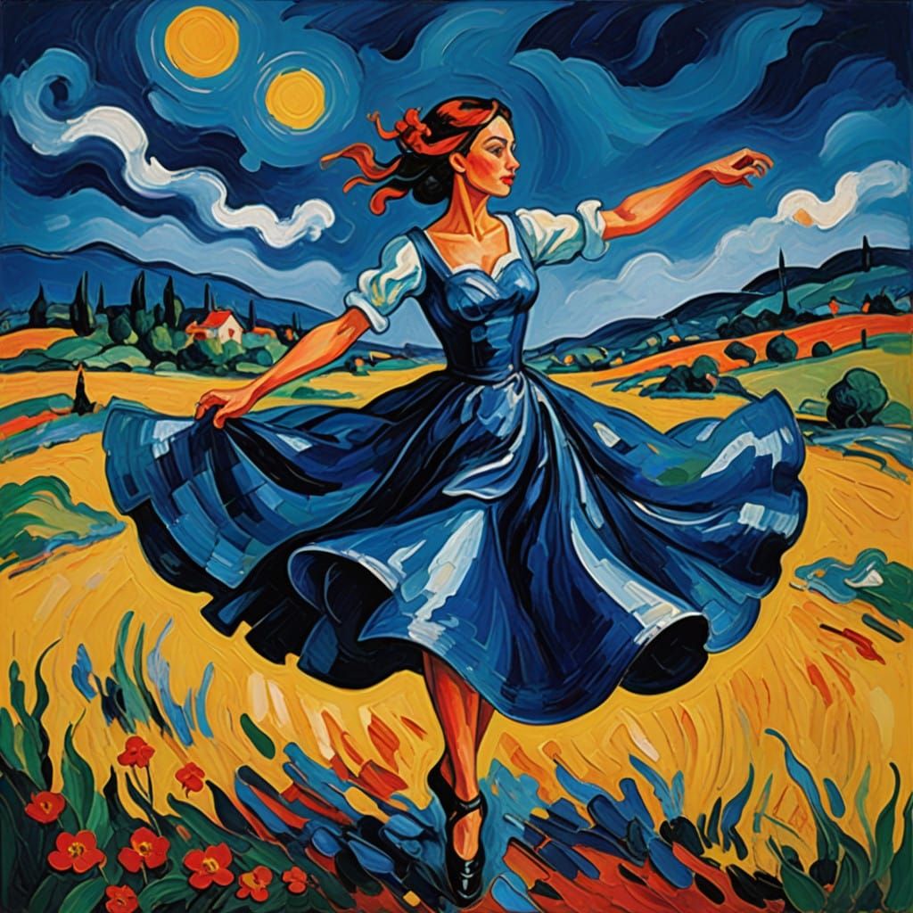 Midnight Blue Dancer in Vibrant Motion