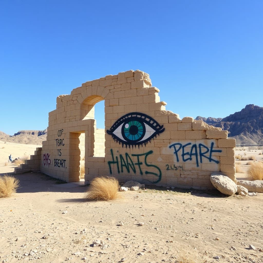 Desert Stone Ruin with Graffiti