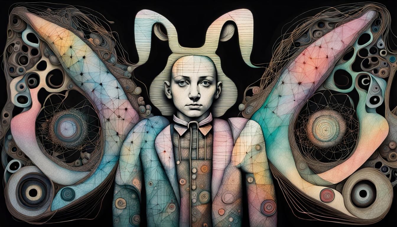 Pastel Abstract: Man Transformed into Rabbit