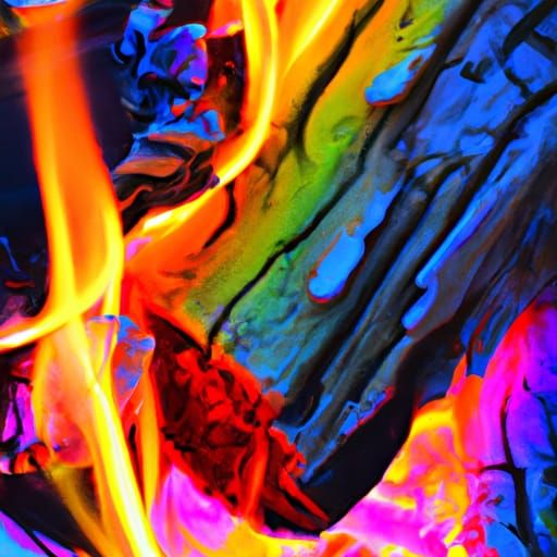 Abstract Campfire Art with Complementary Colors