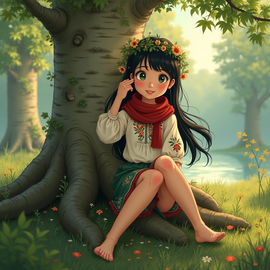 Enchanted Forest Maiden in Classic Animation Style