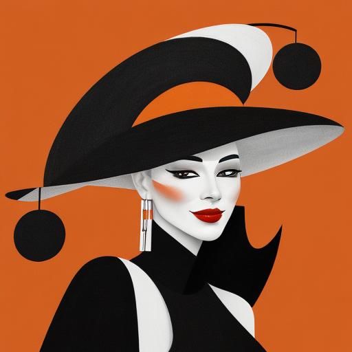 Laughing Woman in Hat: Fashion Illustration in Charcoal