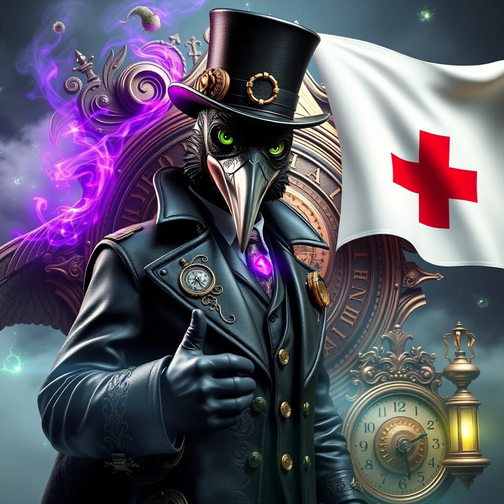 Steampunk Doctor in Opulent, Fantastical Regalia