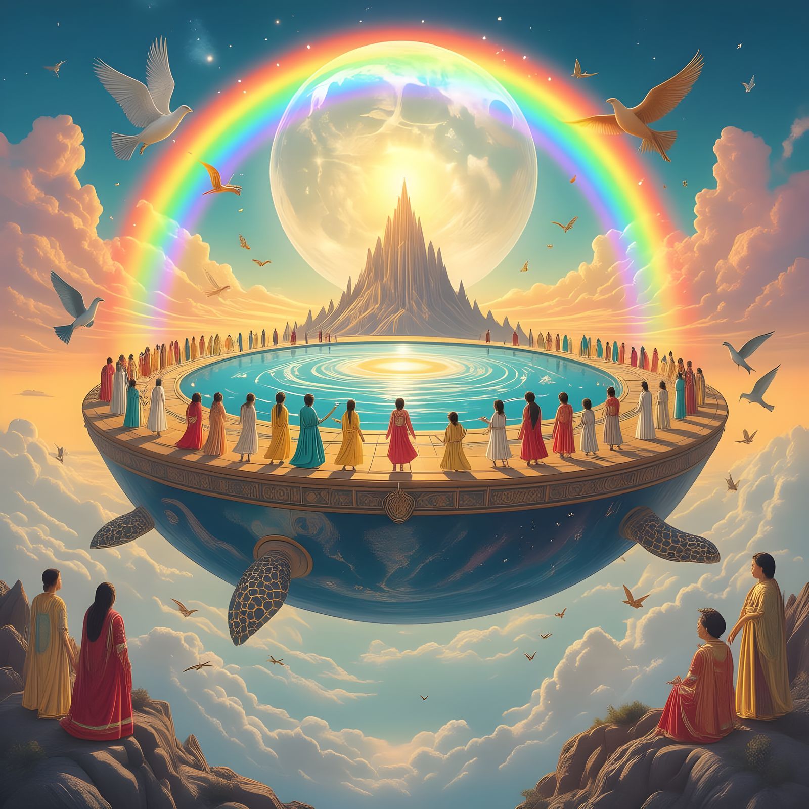 Epic Surreal Vision of Earth's Journey to Mount Meru