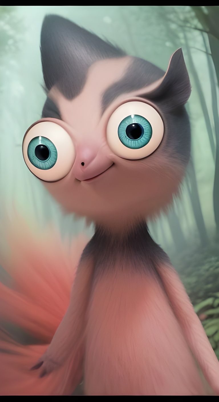 Pixar-Inspired Creature's Joyful Forest Walk