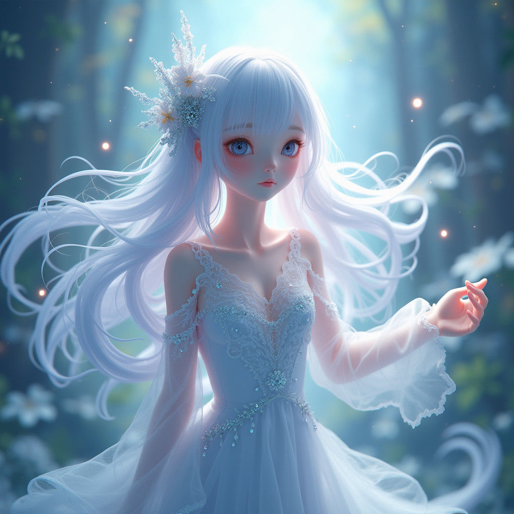 Ethereal Ghost Girl in Dreamy Anime Style