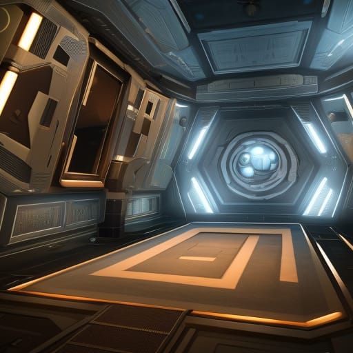 Luxury Spaceship Interior in 3D Cinematic Style