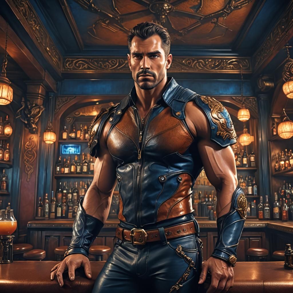 Mystical Leather Bar: Hyper-Realistic Fantasy Art